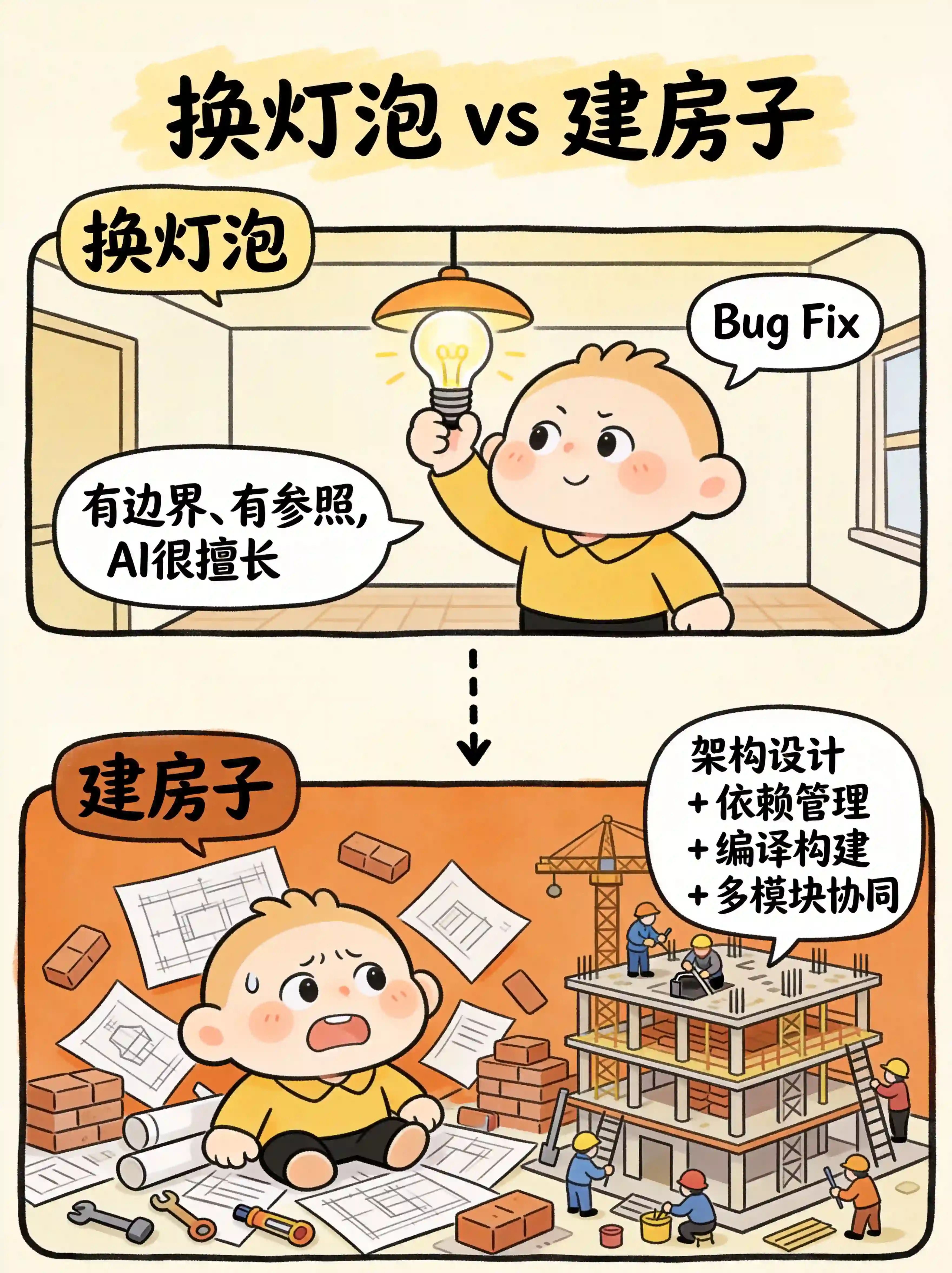 换灯泡 vs 建房子
